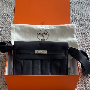 Authentic Hermès crossbody black bag